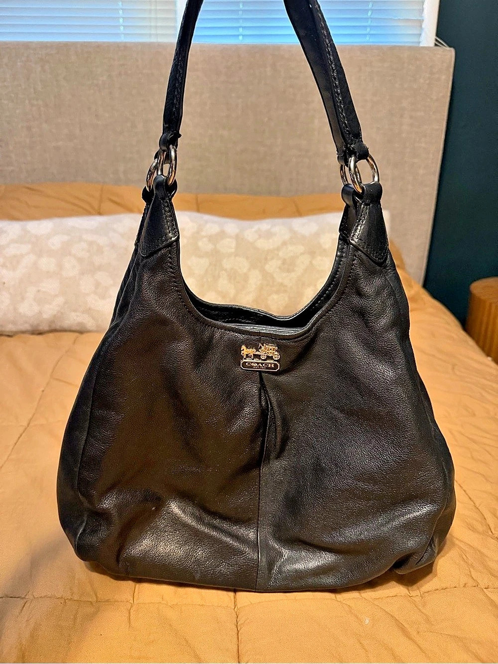 COACH Madison Hobo Leather Hobo in Black